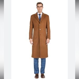 Men's Braveman Knee Length Wool Blend Three Button Long Jacket Overcoat Top Coat